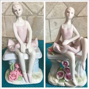 Vintage Porcelain China set of TWO Ballerina Statues figurines figures EUC!